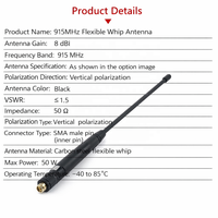 Antenne omnidirectionnelle souple à gain élevé 915 MHz, module 915 MHz pour la transmission de données vidéo, antenne de drone SMA avec Meshtastic LoRa