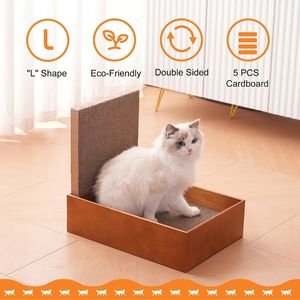 4-Pack Omkeerbare L-Vormige Kat Kartonnen Krabber Doos - Product Image 2