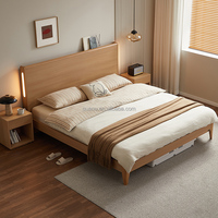600835 Neuerscheinung Moderner Nordischer Holzbettrahmen King Size Holzbettrahmen Queen Size Kopfteil mit Lampenstreifen