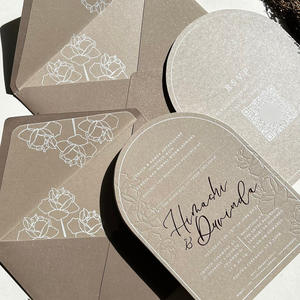 Custom Luxury Foil <b>Gold</b> Letterpress Wedding Invitation Greeting <b>Card</b> Custom Business <b>Card</b> Debossed Thank You <b>Cards</b> With Envelope - Product Image 2