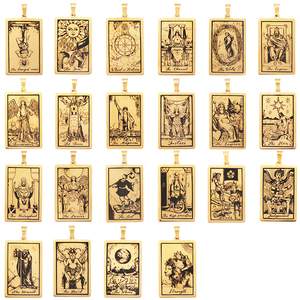 Popular Europeo Americano Vintage Acero inoxidable 22 piezas <span class=keywords><strong>Tarot</strong></span> colgante, 18K chapado al vacío titanio hombres collar suministros N30 - Product Image 1
