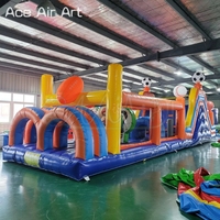 Grand parcours d'obstacles gonflable extérieur avec toboggan et jeu de sport de rebond de saut de clôture avec trampoline et toboggan