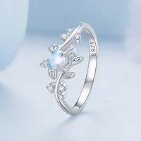 Bagues rondes en argent Sterling 925, opale de feu blanche pour femmes, bijoux de mariage, cadeau, Style feuille, bague de fiançailles, BSR309