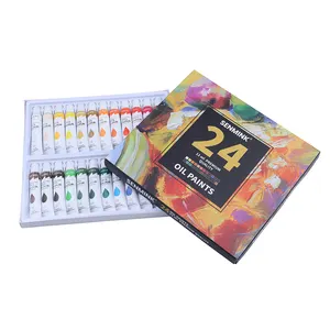 24สีน้ำมันสำหรับภาพวาดผ้าใบ,ชุดศิลปะสำหรับผู้เริ่มต้นและศิลปินมืออาชีพ