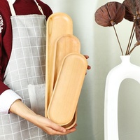 Plateau Ovale en Bois Japonais, Longue Assiette de Service à Sushi