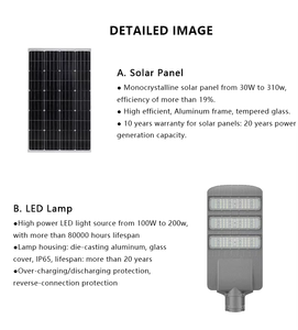 Lampadaires solaires du fabricant à <span class=keywords><strong>prix</strong></span> avantageux, lampadaires solaires LED 300W 400W 500W pour éclairage extérieur - Product Image 4