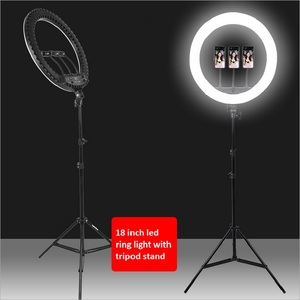 Lampe annulaire LED de 18 pouces à intensité variable pour diffusion en direct, photographie, selfie et maquillage, avec trépied – Offre Spéciale - Product Image 2