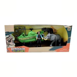 Juego de dinosaurios simulados con Figura de plástico, helicóptero, accesorios de madera, mundo de animales salvajes, juguete educativo para edades tempranas para niños - Product Image 1