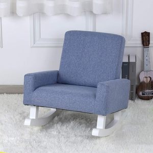 Yoonnie Room Kids Rocking Armchair Wooden Shaky Foot Toddler <b>Chair</b> with Linen Fabric Baby Rocking Sofa - Product Image 4