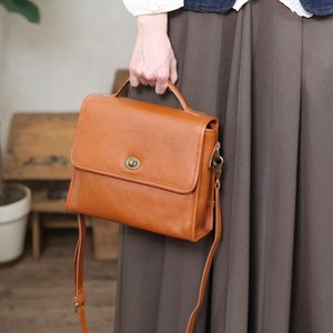 Nasman's Chinese Retro Durable Messenger <b>Bag</b> Top-Grain Leather Flap Closure Women's Crossbody Handbag Everyday Use Brown Coffee - Product Image 1