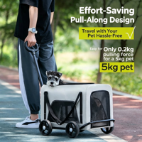 Chariot pliable pour animaux de compagnie (chiens et chats) – Chariot de voyage portable avec sangle et design pousser-tirer