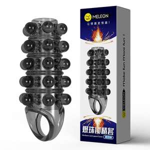 男性のカップルのための大人のおもちゃディルド袖黒ディルドコンドーム刺激遅延射精 - Product Image 3