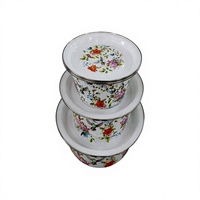 Ensemble de 3 casseroles classiques émaillées à large rebord, avec couvercles, compatibles gaz et induction, durables, faciles à nettoyer, en fonte
