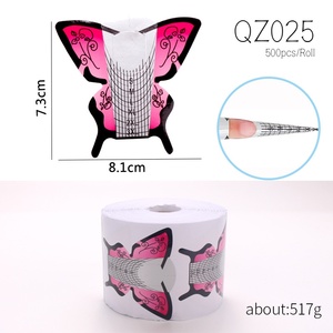 Plantillas de PVC para Uñas con Diseño de Mariposa, 500 Unidades/Rollo, Logotipo Personalizado, Adhesivas, para Extensión de Uñas Acrílicas y Gel UV - Product Image 1