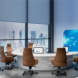 โต๊ะประชุมสีขาวเงาสูงแบบกำหนดเองได้ โต๊ะประชุมทันสมัยหรูหรา 10 ที่นั่ง สำหรับสำนักงานที่บ้าน โรงเรียน วัสดุไม้ทนทาน - Product Image 2