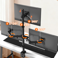 Support d'ordinateur multifonctionnel réglable à rotation libre Kehao personnalisé à trois écrans en acier allié avec pince de bureau, capacité de charge de 8 kg
