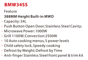 <span class=keywords><strong>Horno</strong></span> Microondas Integrado de 388 mm de Altura - Product Image 2