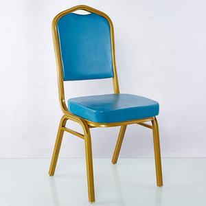 เก้าอี้จัดเลี้ยงแบบซ้อนได้หนัง PU สีแดงสีน้ำเงินสีดำสำหรับงานเลี้ยงงานแต่งงานโรงแรมเฟอร์นิเจอร์ห้องโถงจัดเลี้ยงสีทอง - Product Image 4