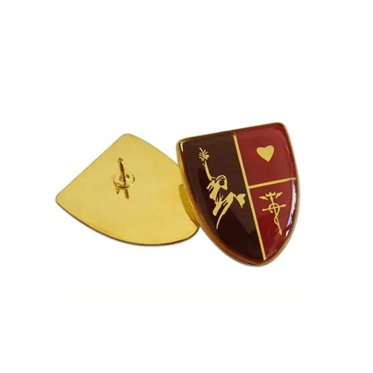 Customized made brass offset printed epoxy resin lapel pin