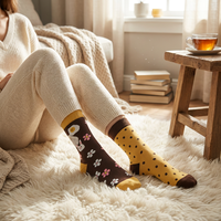 Chaussettes asymétriques AB personnalisées avec logo, motif lapin kawaii, fleurs et pois, tendance et mignonnes, pour femmes