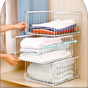 Kitchen <b>Storage</b> Standing Modern Stainless Steel Double-Tier Towel Racks Drawer-Type Sliding Cabinets Punch-Free Pull <b>Baskets</b> - Product Image 4