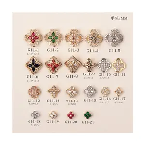 Nail Decoration Four-leaf Clover Zircon Decoration Japanese Popular Online Red 2023 New Nail Hollow DIY Accessories
