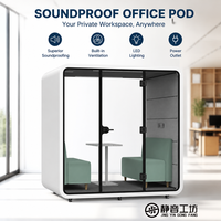 Pod Kerja Kantor Modern Modular Baja Kedap Suara dengan Kaca Tempered, Bilik Panggilan Privasi, Sistem Ventilasi Udara Segar untuk Hotel