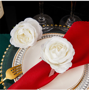 Anneaux de serviette perle Rustique Rose Anneaux de serviette Fleur Porte-serviettes pour la fête des mères, <span class=keywords><strong>mariage</strong></span>, dîners, fêtes Décoration de table - Product Image 3