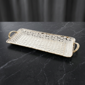 Bandeja Rectangular para Servir con Textura de Cocodrilo, Acabado Metálico Pulido y Asas para Uso Residencial - Product Image 6