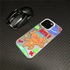 TPU Dessin Animé Chien 3D Impression Orange Couleur Dur IMD Housse de Téléphone Portable pour Iphone X Xr Xs 11 12 13 14 15 16 Pro Max - Product Image 3