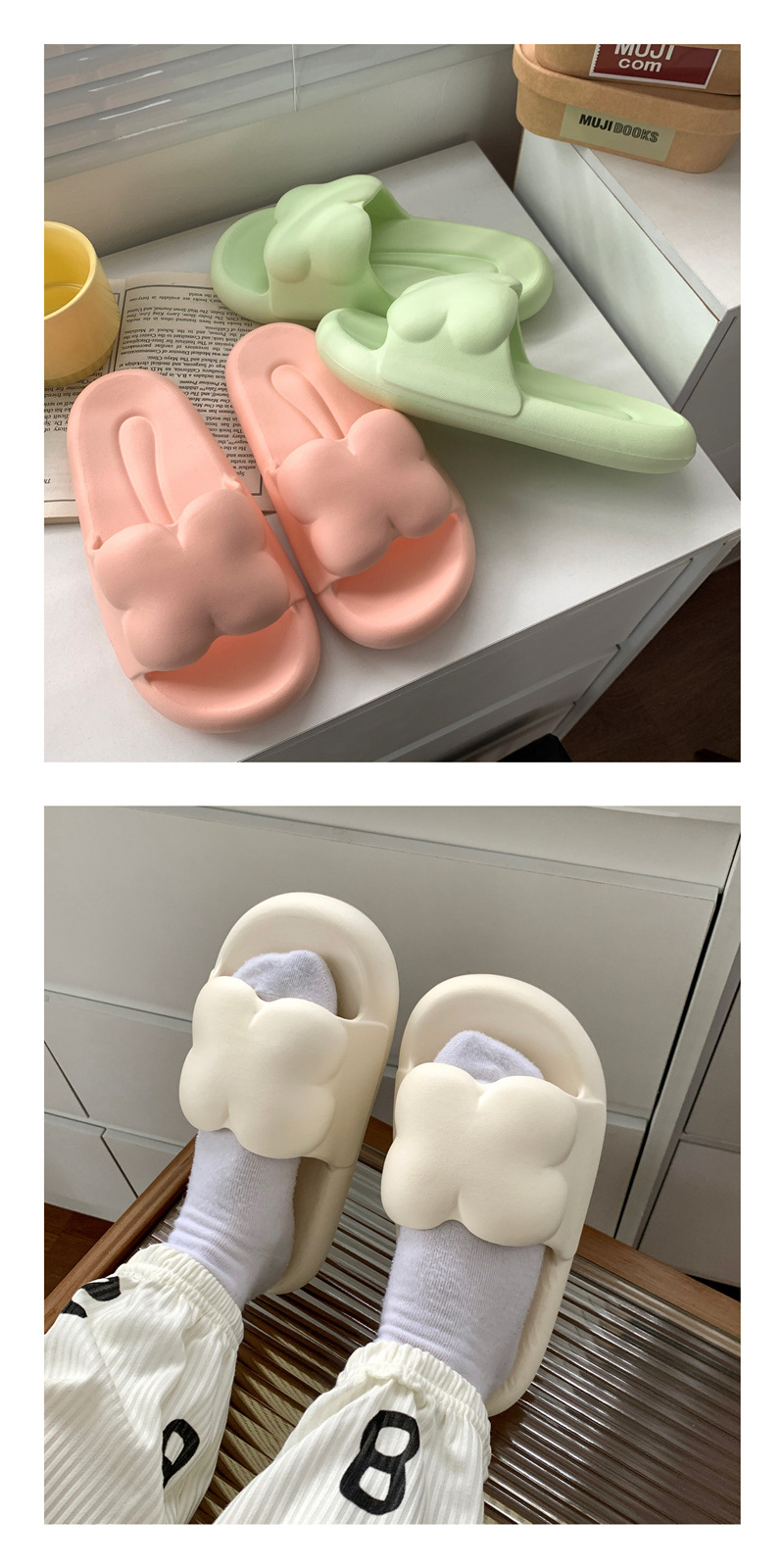 Thick Platform Bathroom Home Slippers Rubber PVC Slides Slippers for Women