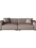 Canapé une place en tissu, style minimaliste italien, couleur crème, forme bloc de tofu, lignes droites, pour petits salons et appartements modernes