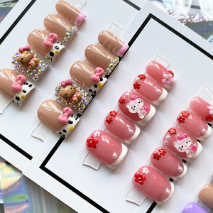 10 pièces carré fait à la main presse sur les <span class=keywords><strong>ongles</strong></span> couverture complète décoration exquise <span class=keywords><strong>faux</strong></span> <span class=keywords><strong>ongles</strong></span> acrylique bâton sur les <span class=keywords><strong>ongles</strong></span> <span class=keywords><strong>ongles</strong></span> artificiels - Product Image 4