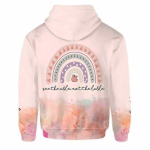 Sudadera con Capucha Unisex Larga de Invierno con Estampado de Arcoíris Personalizado para Profesores, Personal Escolar, MOQ Bajo - Product Image 3