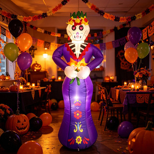 Décoration Gonflable Fantôme Blanc Crâne Féminin pour Halloween – Modèle d'Extérieur pour Ambiance Festive dans la Cour - Product Image 1
