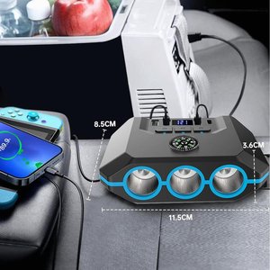 Universal Car Charger <b>Adapter</b> 3 Port USB <b>Charging</b> Hub with LED Display Compass for Dashboard Travel - Product Image 3