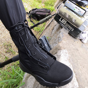 Unisex Zwarte Suède Tactische Laarzen Met Ritssluiting Veters Gevechtsschoenen In Hoogte, Waardoor Antislipfuncties Voor Het Zomerseizoen Toenemen - Product Image 2