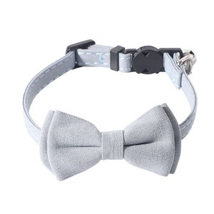 Elegante Collar para Mascotas de Poliéster con Lazo de Color Sólido, Cierre de Hebilla Ajustable para Perros Pequeños, Todas las Temporadas, Rosa/Beige - Product Image 3
