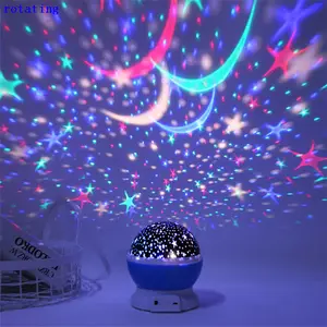 Новый креативный цветной Вращающийся Рождественский светодиодный ночник со звездами и луной, Детская проекционная лампа
