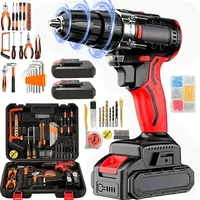 Perceuse électrique à batterie lithium-ion pour projets domestiques et de bricolage - Kit de perceuse sans fil 25+1 vitesses avec réglage de la vitesse