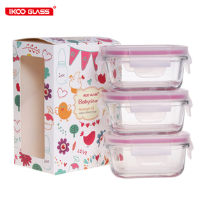 High borosilicate glass Baby Food Storage Box with silicon ring