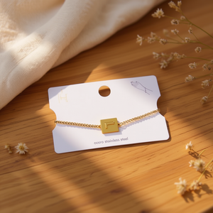 Bracelet chaîne en acier inoxydable plaqué or Angelina avec pendentif lettre L, unisexe, cadeau classique, bijoux - Product Image 4