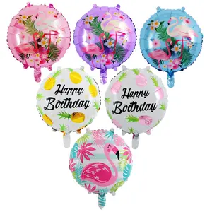 Globos redondos de 18 pulgadas con dibujos de flamenco, globos de aluminio para cumpleaños, bodas, vacaciones de verano, decoración de fiesta