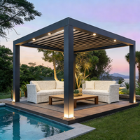 Pergola bioclimatique moderne 3x3 6x7, imperméable, pour jardin extérieur, en aluminium, avec toit à lames orientables motorisé, gazebo, arbor.