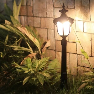 Lampadaire de jardin extérieur en laiton, LED blanc chaud, abat-jour en verre, IP66, AC 220V, garantie 10 ans, détecteur de mouvement, alimentation solaire, intensité variable - Product Image 2