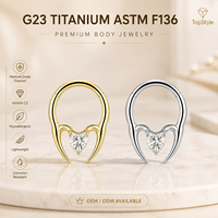 ASTM F136 Titan Herz Zirkon Segment Ring Doppelnutzen Nasen- und Ohrreif für Tägliches Tragen Körperpiercing Dekoration
