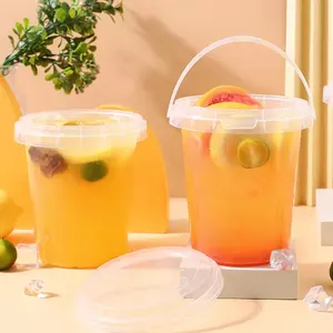 Venta caliente ventas directas de fábrica 1000ml Cubo de despegue de plástico desechable taza de postre de jugo de fruta