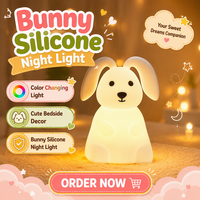 Lampe Lapin en Silicone Mini RGB Portable Personnalisable, Tactile, à Intensité Variable, Multicolore, Rechargeable par USB, pour Chambre d'Enfant et Crèche