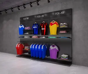 Großhandel Herren Sportbekleidung Kleidung Shop Innendesign individuell schwarz Laden Einrichtungen Sportbekleidung Schauregal für Kleidung Laden