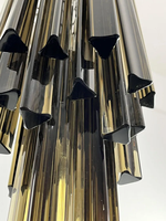 Lustre Vintage Mid-Century en Verre de Murano Ambre Trilobi